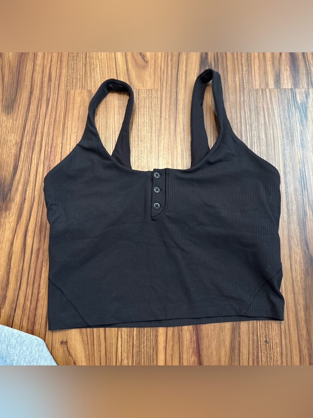 lululemon athletica Black Ribbed Button-Front Cropped Tank